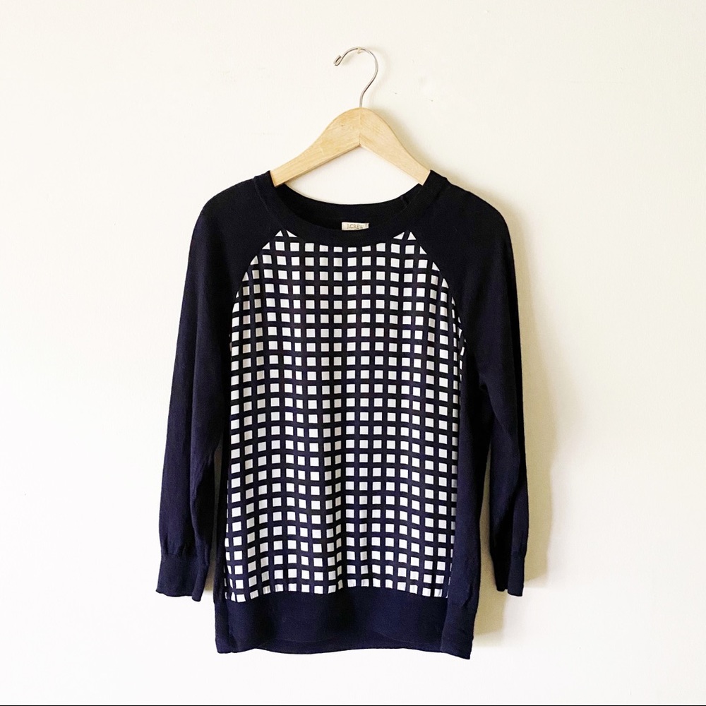 J. Crew Woven Panel Wool Light-weight Pullover